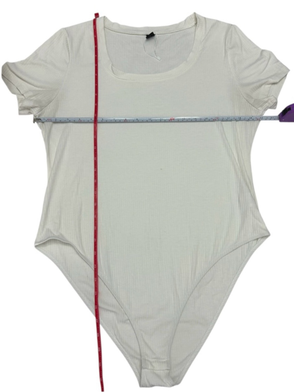 SHEIN Curve women’s 2XL Cream Basic Short Sleeve Ribbed One-Piece Bodysuit - Picture 8 of 10